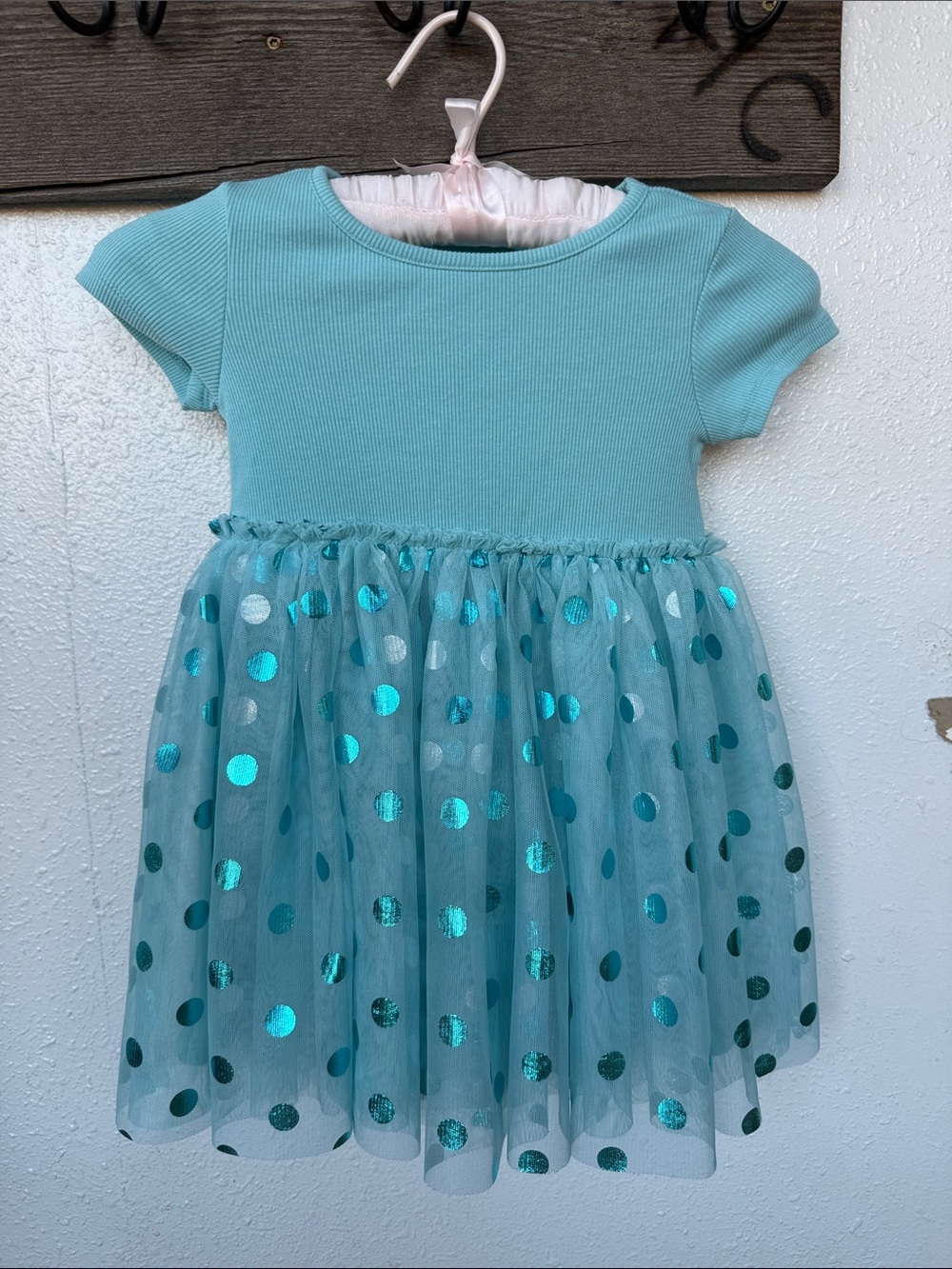 wonder nation Aqua Polka Dot Tulle Dress
